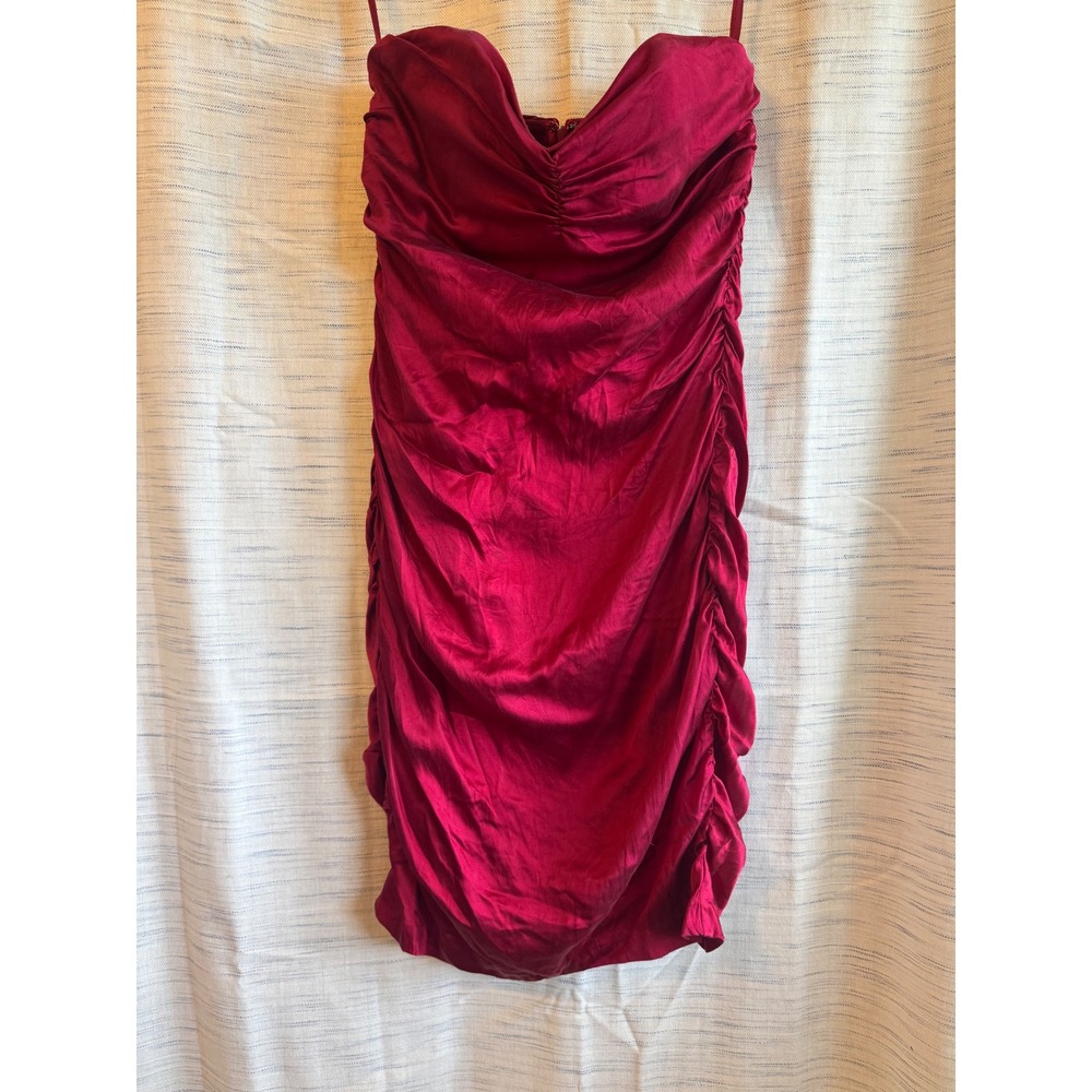 Express Red Ruched Strapless Sweetheart Bodycon Mini Dress Size 10 Cocktail